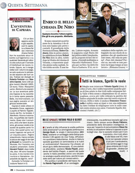 Panorama, n. 37 del 2004, pag. 26: Ma le sposate votano polo o ulivo?
