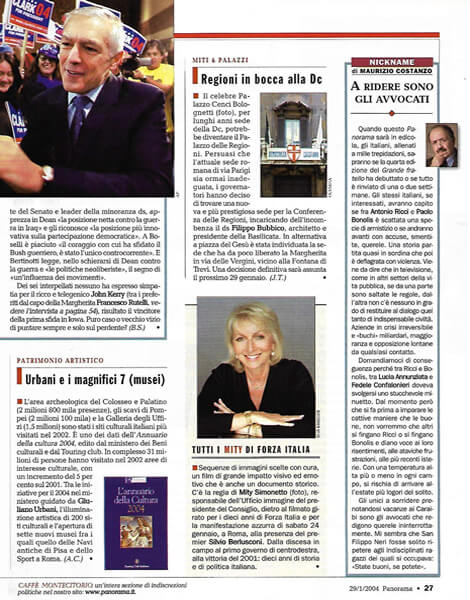 Panorama, n. 5 del 2004, pag. 27: Urbani e i magnifici 7 (musei)