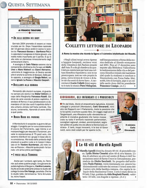 Panorama, n. 51 del 2003, pag.32: Le 48 viti di Marella Agnelli