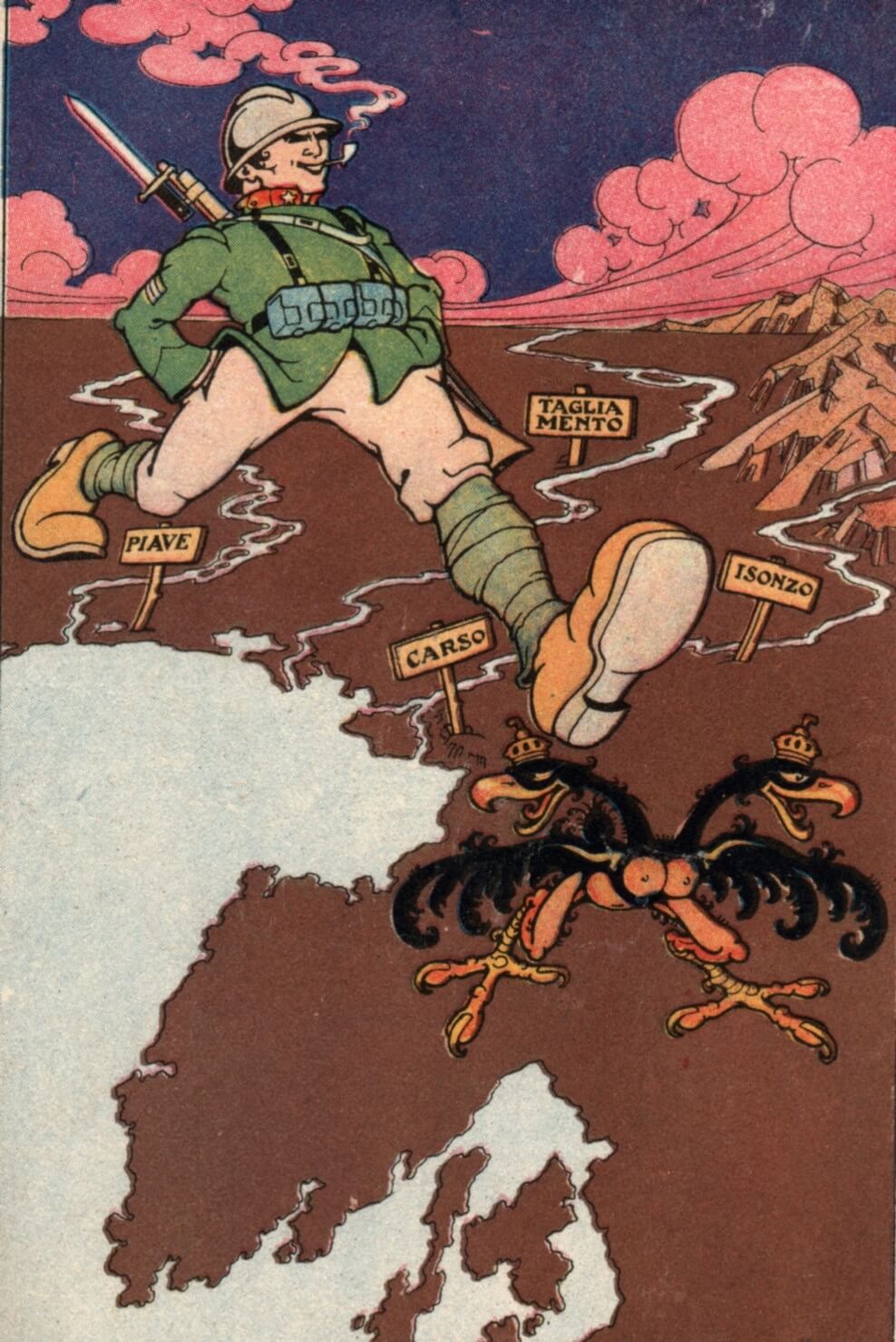Cartolina di Propaganda Italiana del 1916: La Battaglia dell’Isonzo (Collezione A. Cotticelli)