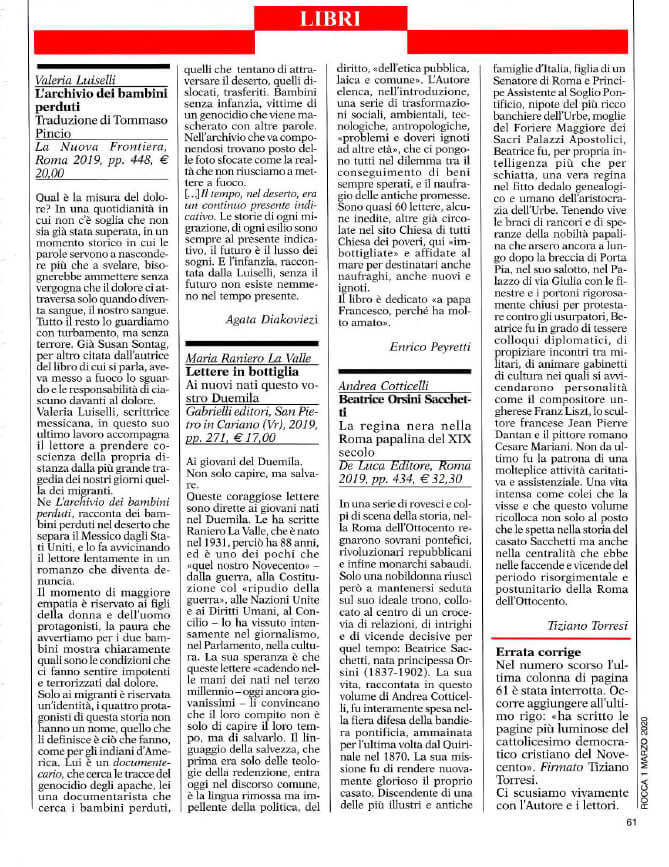 Rocca, 1° marzo 2020: “Andrea Cotticelli, Beatrice Orsini Sacchetti la regina nera nella Roma papalina del XIX secolo”