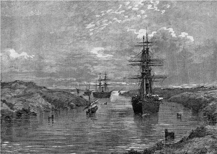 La spedizione italiana nel Mar Rosso. Le navi Gottardo e Vespucci passano il Canale di Suez (1885)