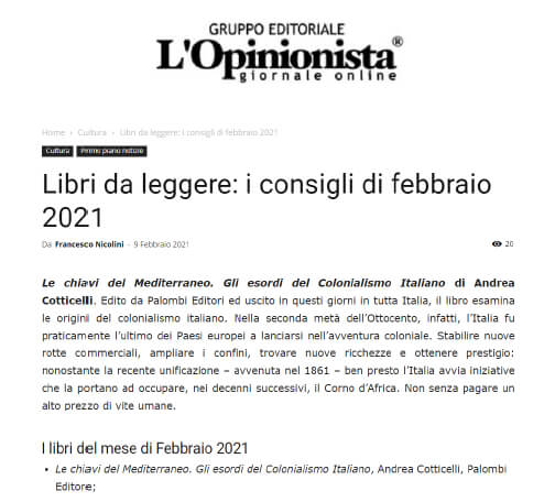 L’Opinionista - 9 Febbraio 2021: Libri da Leggere: i consigli di febbraio 2021