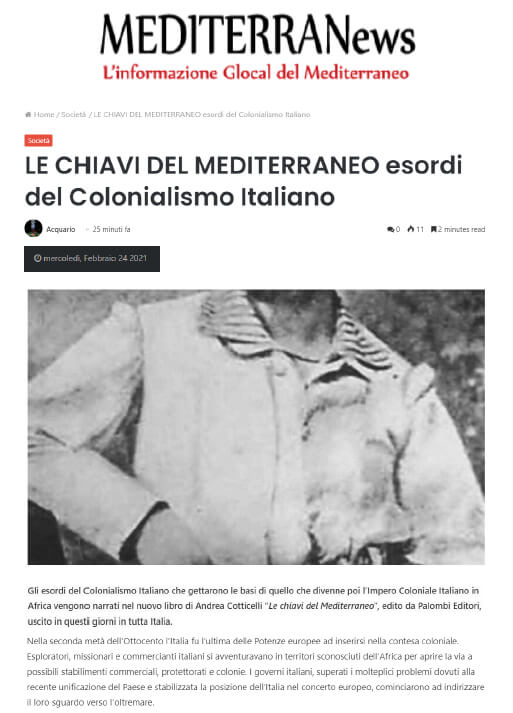 MediterraNews - 24 Febbraio 2021: Le chiavi del Mediterraneo esordi del Colonialismo Italiano