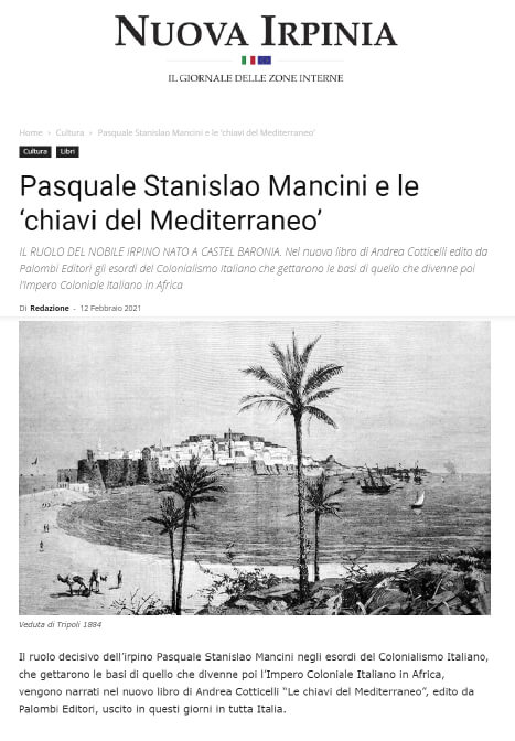 Nuova Irpinia - 12 Febbraio 2021: Pasquale Stanislao Mancini e le “chiavi del Mediterraneo”