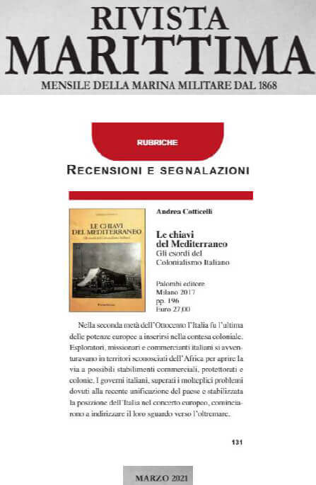 Rivista Marittima – 1 Marzo 2021: Andrea Cotticelli, Le chiavi del Mediterraneo