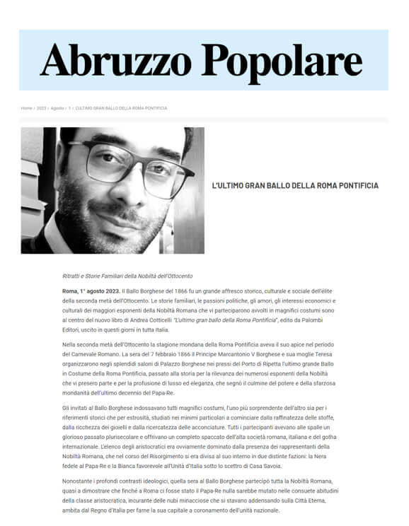 Abruzzo Popolare, 1° Agosto 2023: L’ultimo gran ballo della Roma Pontificia