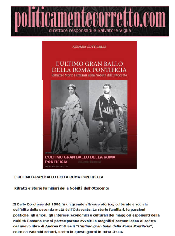 PoliticamenteCorretto.com, 4 Agosto 2023: L’ultimo gran ballo della Roma Pontificia