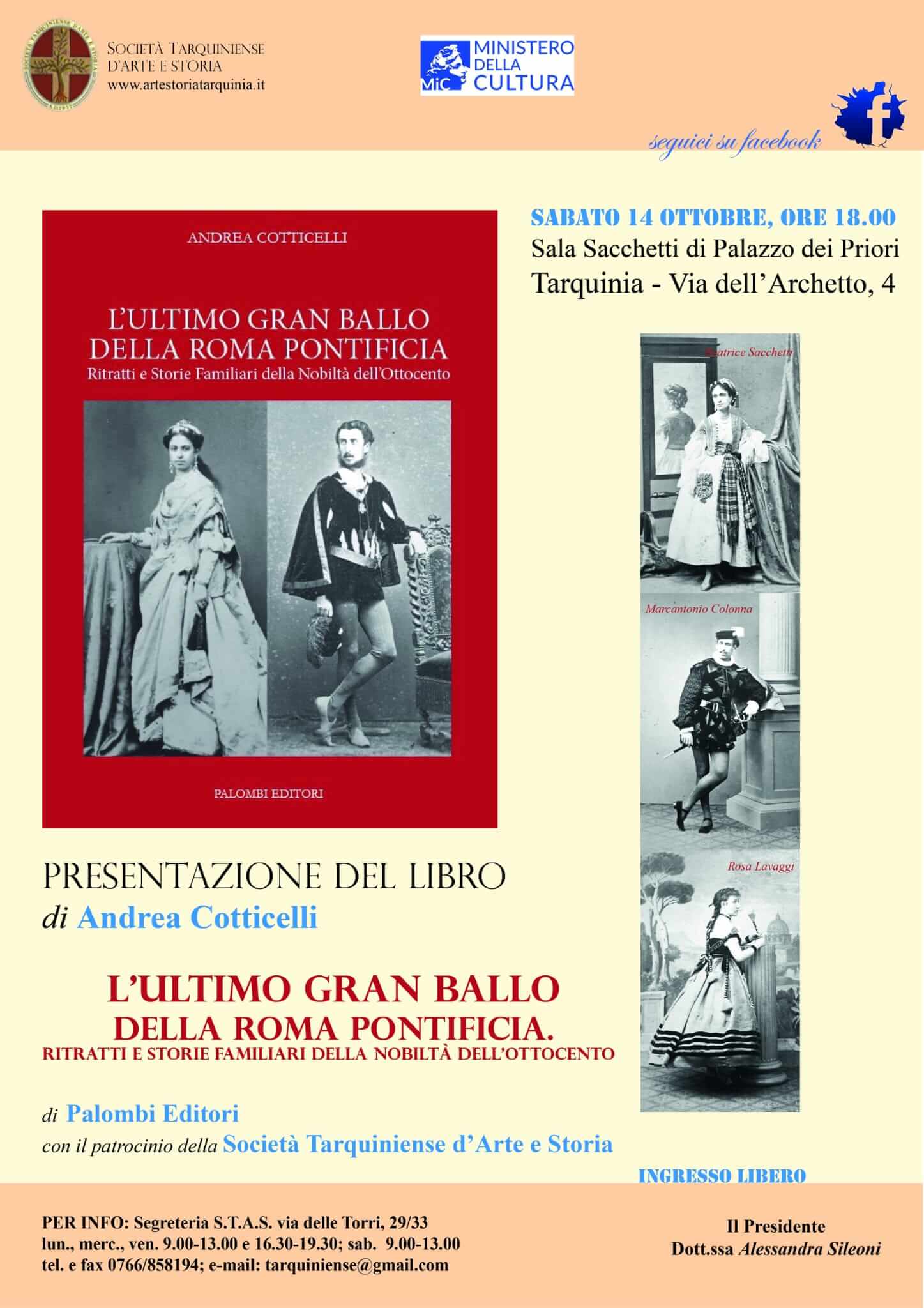 Andrea Cotticelli ha presentato il 14 ottobre 2023 alla STAS il suo nuovo libro “L’ultimo gran ballo della Roma Pontificia”
