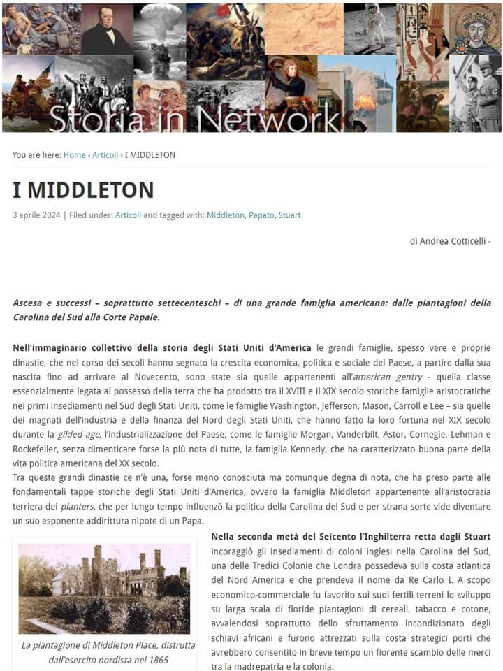 Storia in Network - 3 Aprile 2024: I Middleton