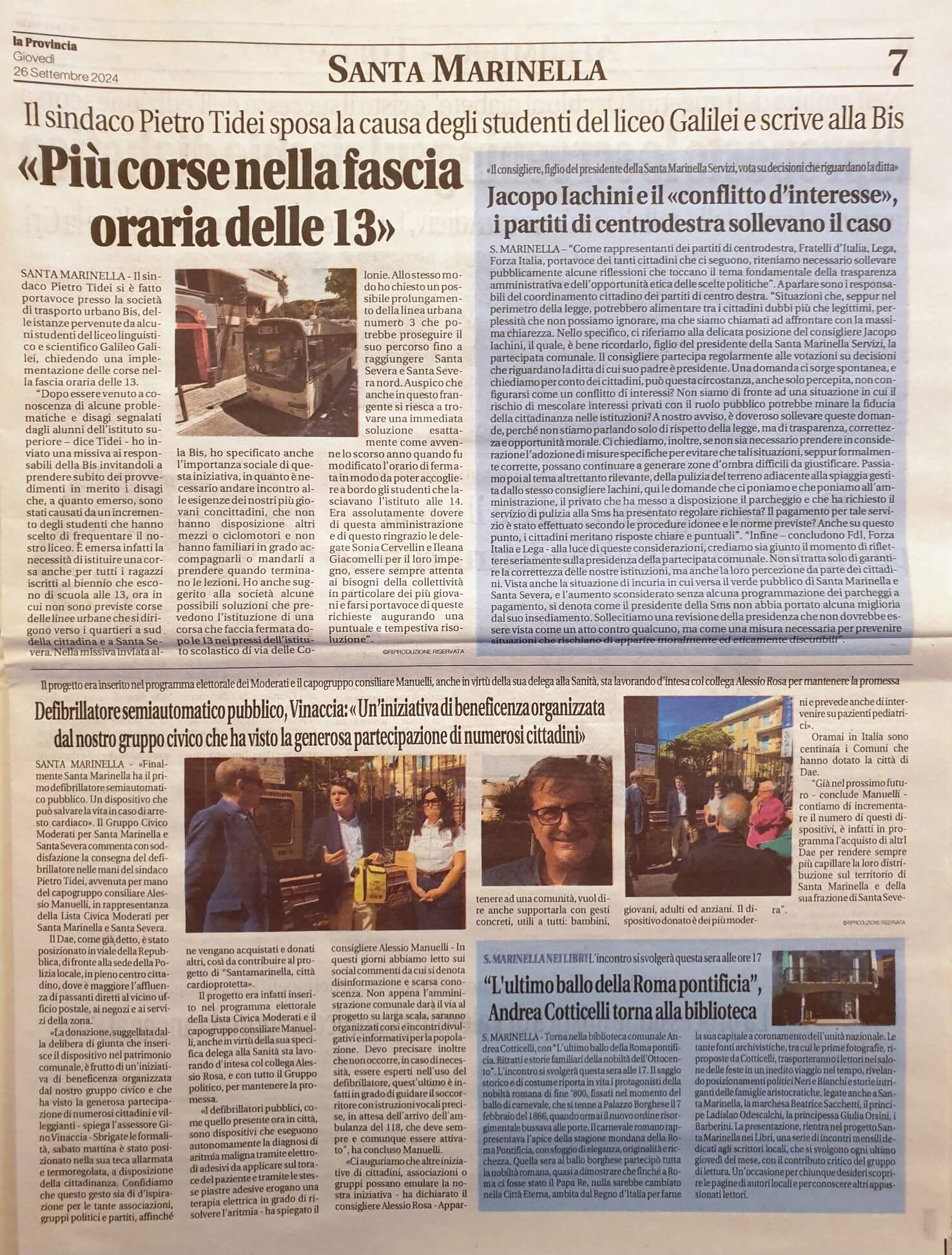 La Provincia, 26 Settembre 2024: “L’ultimo ballo della Roma pontificia”, Andrea Cotticelli torna alla biblioteca