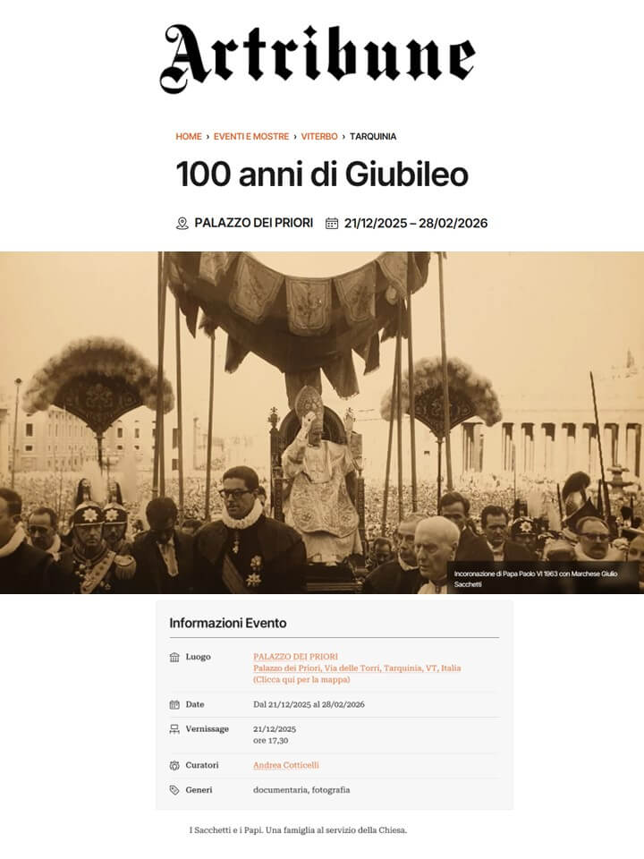 Artribune, 16 Dicembre 2025: 100 anni di Giubileo