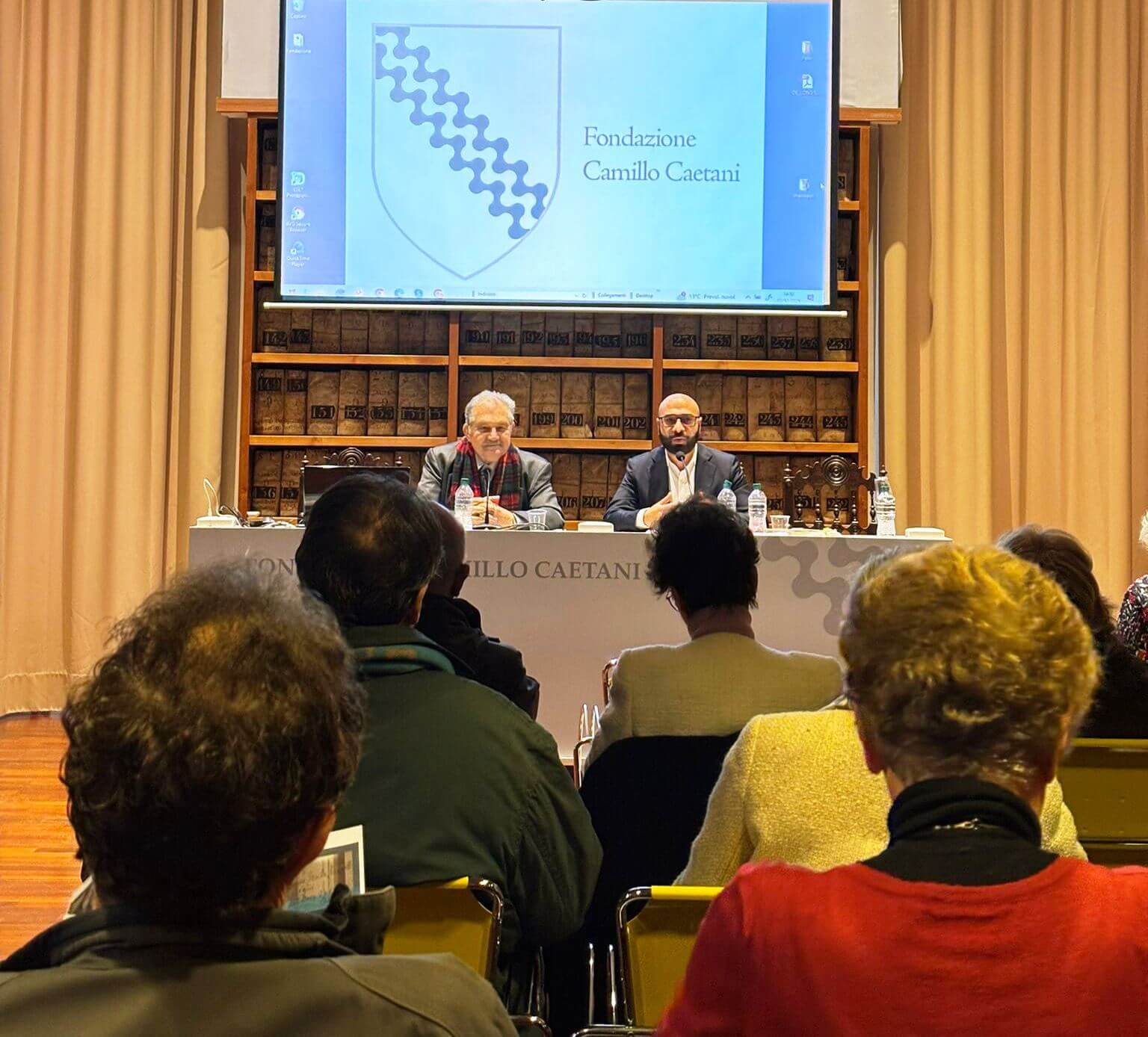 Convegno Internazionale a Palazzo Caetani, 3 Dicembre 2025: il giornalista e scrittore Andrea Cotticelli e il Barone Antonio Rodinò di Miglione Presidente della Fondazione Camillo Caetani
